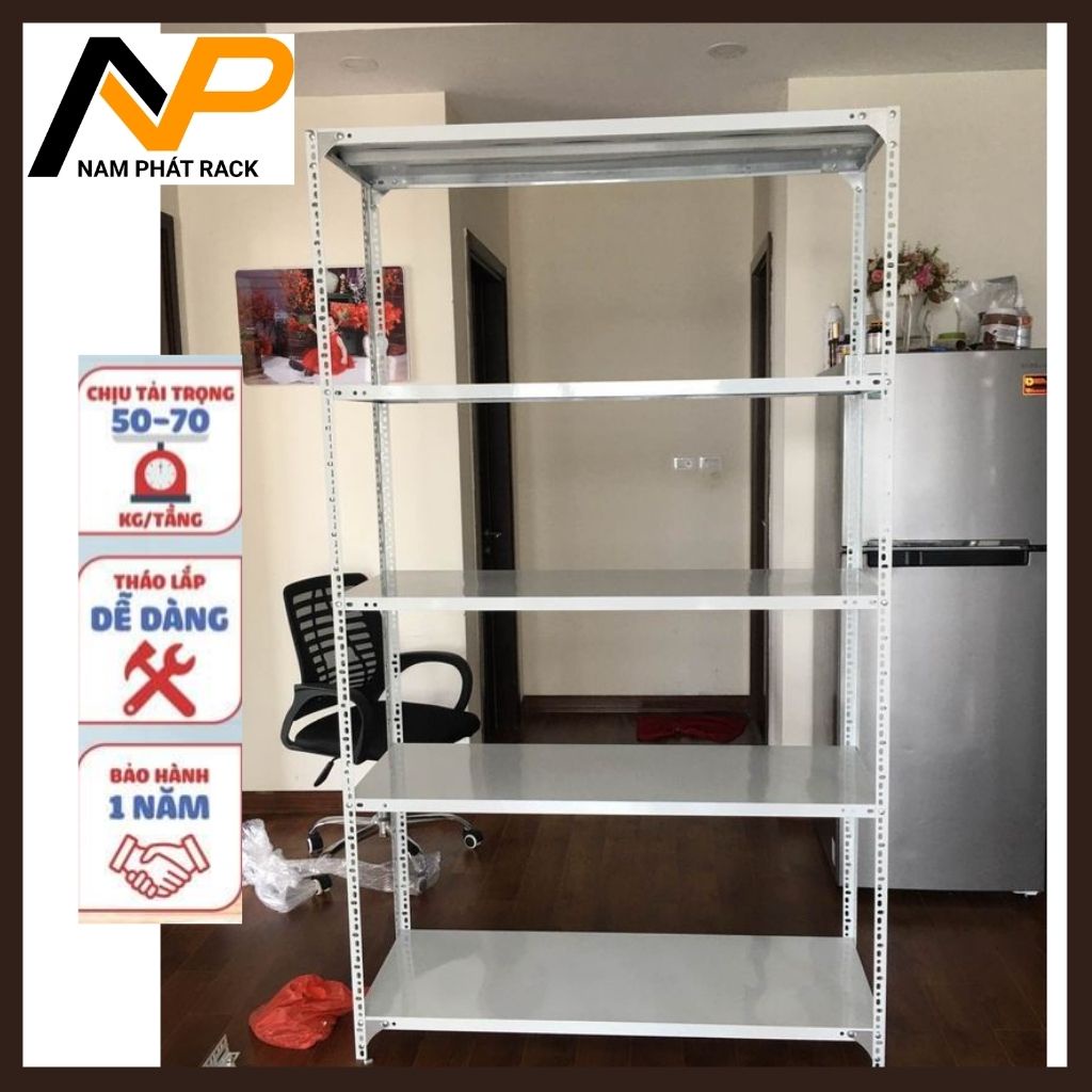 Kệ Sắt V Lỗ Để Hàng Đa Năng Lắp Ghép Cao 2000 x Dài 1200 x Rộng 400 x 5 Tầng Phủ Sơn Tĩnh Điện