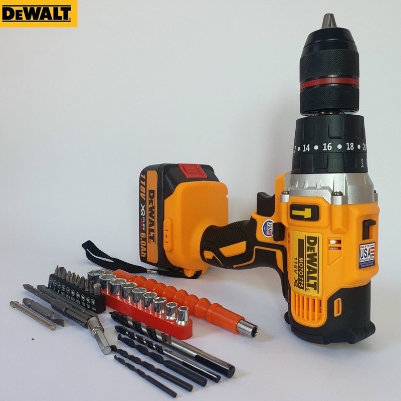 [Xả Kho] Khoan Pin Dewalt 3 chức năng có búa - Động cơ siêu mạnh mẽ - Pin khủng 10 Cell kèm phụ kiện