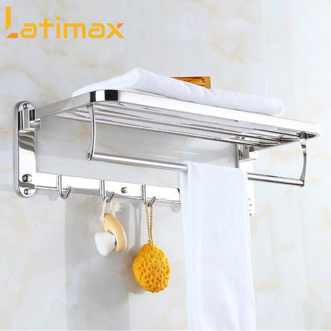 Giá Treo Khăn Tắm kèm móc treo đồ 2 Tầng Inox 304 Latimax VKT2 Cao Cấp