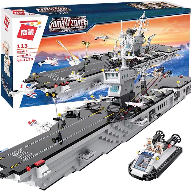 Lắp Ráp Enlighten QMan 113 Tàu Sân Bay Aircraft Carrier Dài 92cm