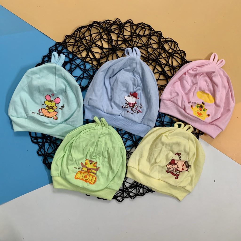 [FREE SHIP] Set 10 Mũ Chụp Mũ Dây cho bé sơ sinh hàng cotton siêu đẹp cho bé từ 0-9 tháng