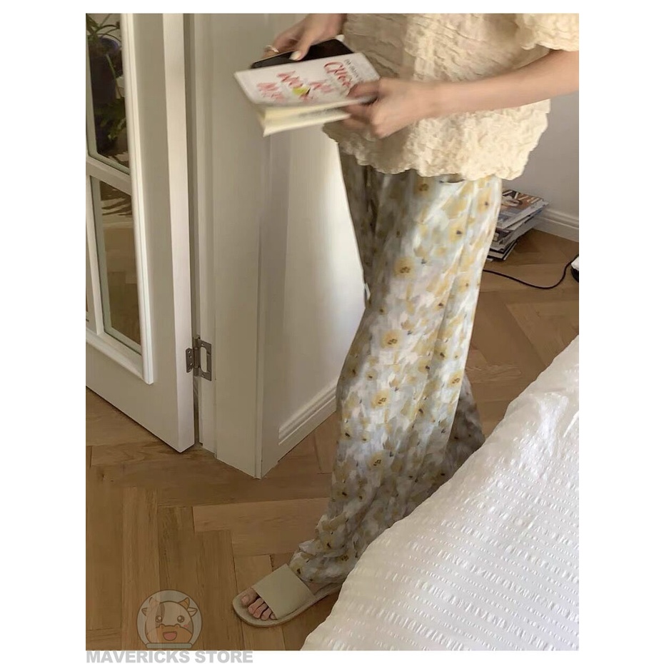 Quần dài FDS ống rộng lưng cao phong cách Hàn Quốc cá tính thời trang cho nữ