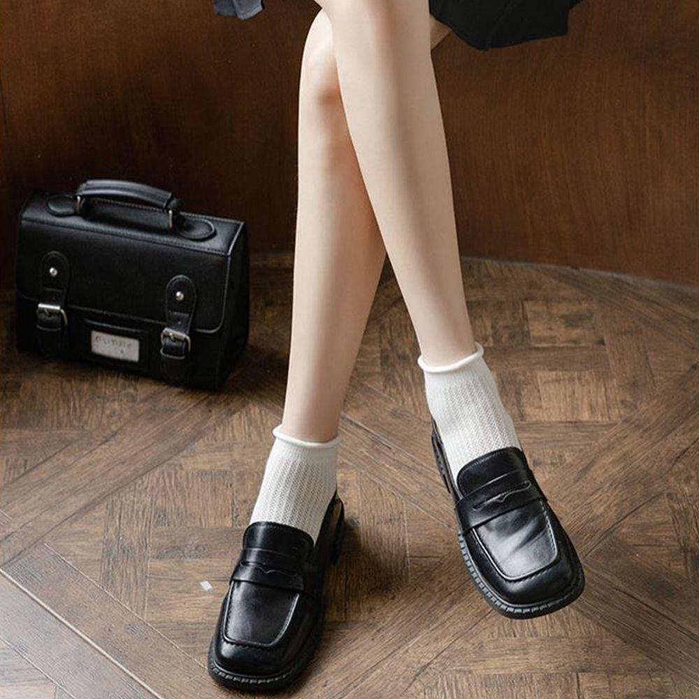 Đôi Vớ Thoáng Khí Màu Trơn Phong Cách Nhật Bản Thời Trang Cho Nữ