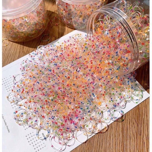 Hộp 1000 thun cột tóc nhiều màu sắc cho bé - Chun Cột Tóc Dumi Shop