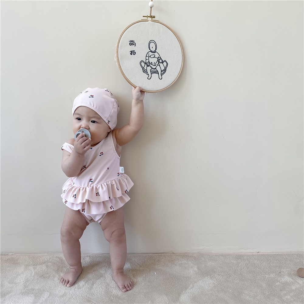 Bộ Đồ Bơi 3 Món Màu Hồng Xinh Xắn Cho Bé Gái 0-2 Tuổi