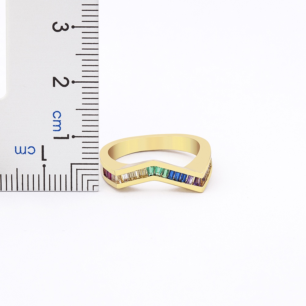 Nhẫn Đính Đá Zircon Màu Cầu Vồng Thiết Kế Mới Thời Trang Dành Cho Nữ