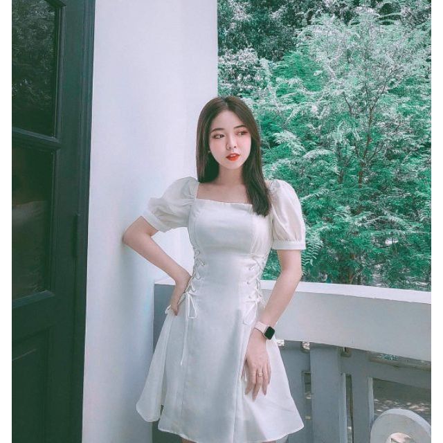 [Mã FAGREEN1505 giảm tới 30K đơn 99K] Đầm trắng nữ dây eo _(ảnh thật)
