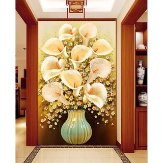 Tranh dán tường Khổ dọc VTC Tranh bình hoa tulip UD1065 kim sa
