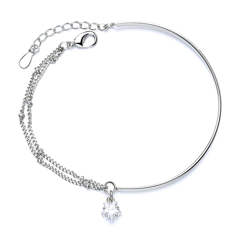 Vòng Tay Bạc 925 Hình Ngôi Sao Năm Cánh Đính Đá Zircon Màu Sắc Thời Trang Cho Nữ