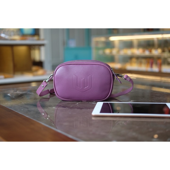 ELEGANT Crossbody Bag - Túi đeo chéo da thật nguyên tấm lớp 1 - IW08-91.MINK