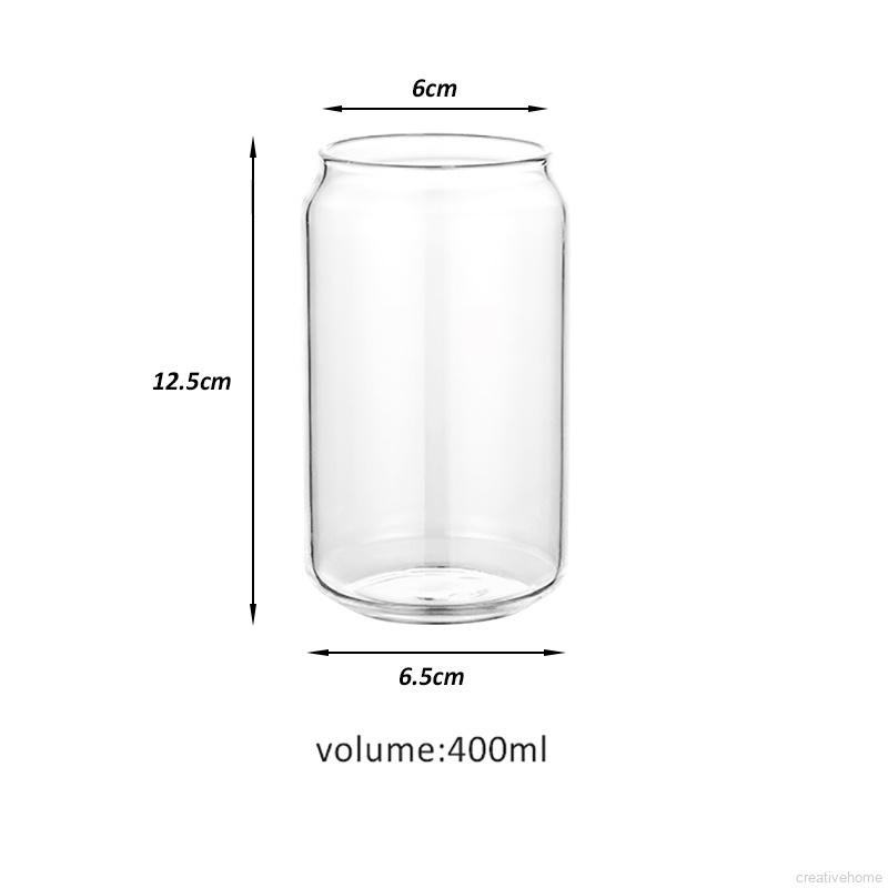 Cốc nước thủy tinh hình lon nước ngọt hoạt hình dung tích 400ml