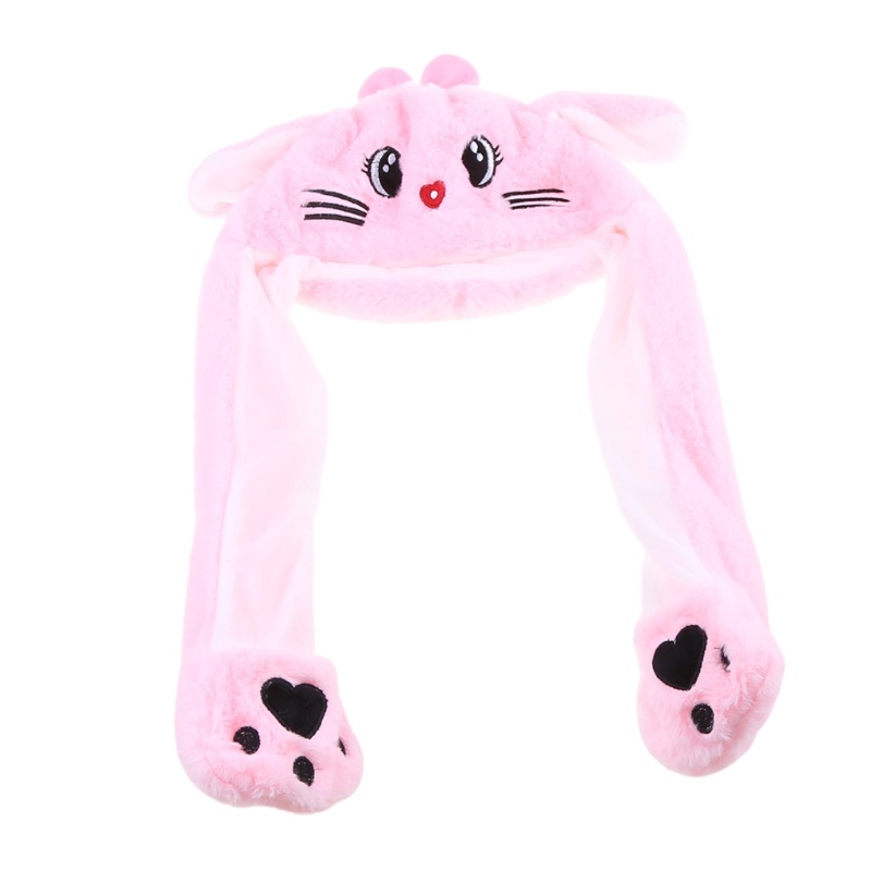 Mũ hình động vật hoạt hình nhồi bông có thể di chuyển tai vui nhộn cho nữ