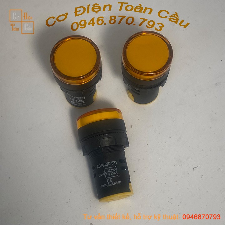 (Sale) Đèn báo phi 22mm AD16-22D/S đầy đủ 3 màu Đỏ, Xanh, Vàng 220v 24v