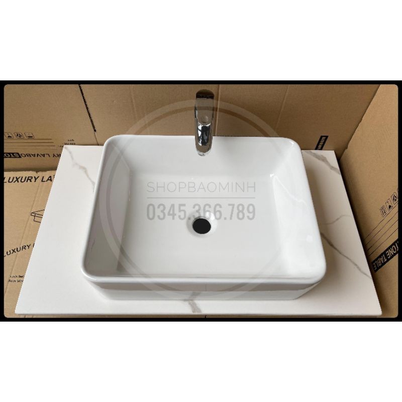Chậu rửa mặt - Lavabo chữ nhật đặt bàn 610