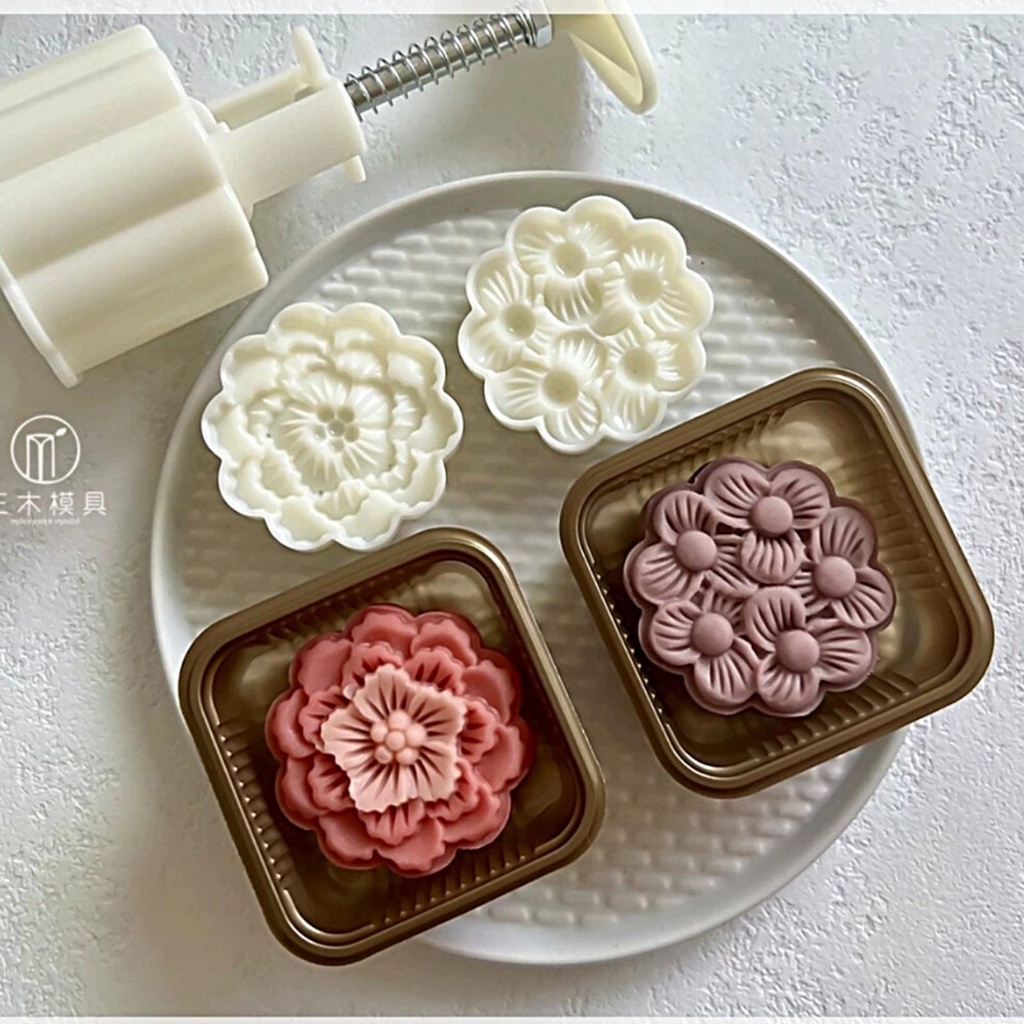 Khuôn bánh trung thu tròn lò xo (150gr) kèm 4 mặt khuôn