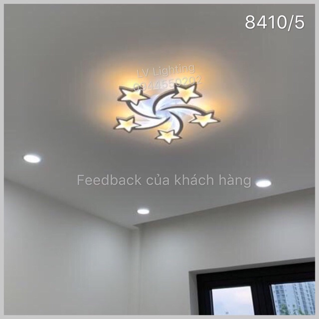 Đèn Trần Trang Trí Phòng Khách Hình Ngôi sao 5 Cánh - Bóng Đèn Led Siêu Sáng - Khung Thép Sơn Tĩnh Điện - Mã 8410/5