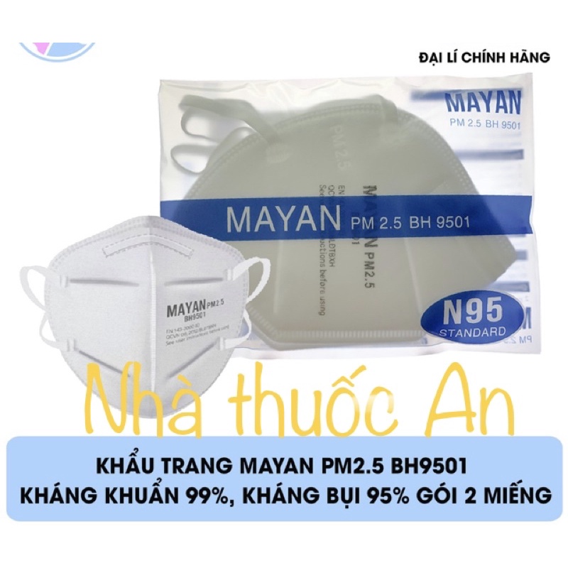 (gói 2 cái XÁM/TRẮNG ) khẩu trang n95 Mayan