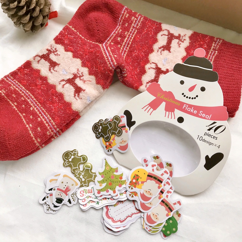 SET 40 STICKER CHRISTMAS FLAKE TRANG TRÍ CHỦ ĐỀ NOEL, GIÁNG SINH