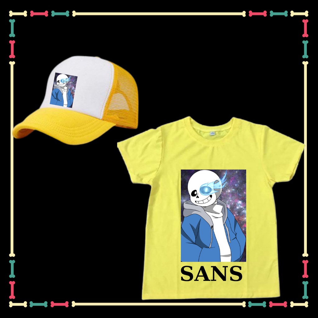 COMBO ÁO + NÓN IN HÌNH SANS- BIỆT ĐỘI GANGSTER CHO BÉ TRAI, BÉ GÁI