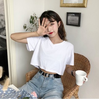 Áo Croptop cổ tim - Áo cộc nữ cổ tim basic thời trang nữ Anna