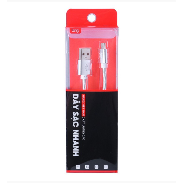 [RẺ VÔ ĐỊCH] CÁP DÙ SẠC NHANH SIÊU BỀN - CỔNG MICRO USB -  BAGI (MÀU BẠC)