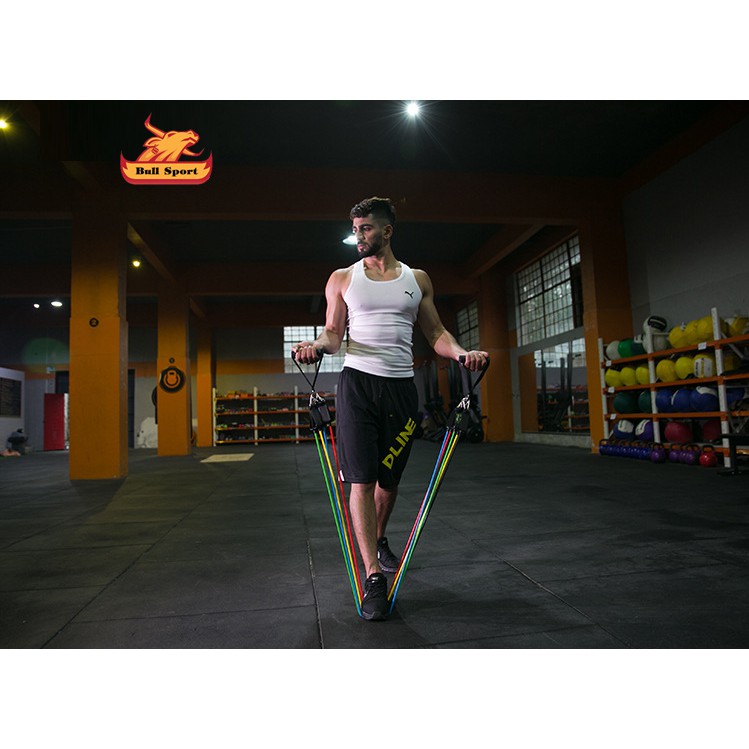 Bộ 5 dây kháng lực tập gym cao cấp loại 1 kèm túi đựng