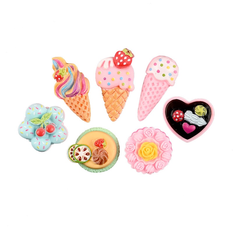 Set 10 Túi Bánh Kem Giả Hình Trái Tim Bằng Nhựa Resin Thủ Công Diy