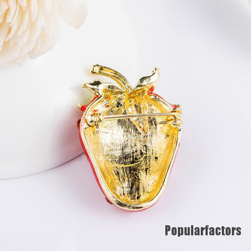 Ghim cài áo hình quả dâu đính đá dễ thương thích hợp làm quà tặng