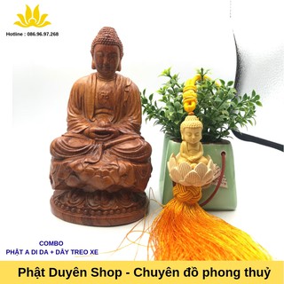 Tượng phật A Di Đà gỗ hương cao cấp - Dây treo xe oto, tượng phật may mắn, bình an