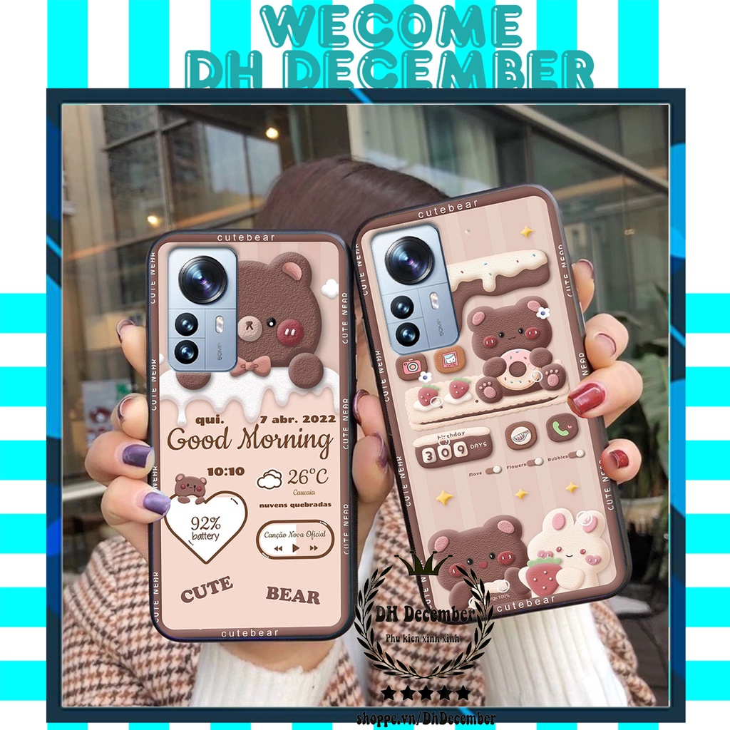 Ốp lưng Xiaomi MI 12 in hình 3D GẤU HỒNG-GẤU BE3R -XINH XẺO CỰC ĐẸP