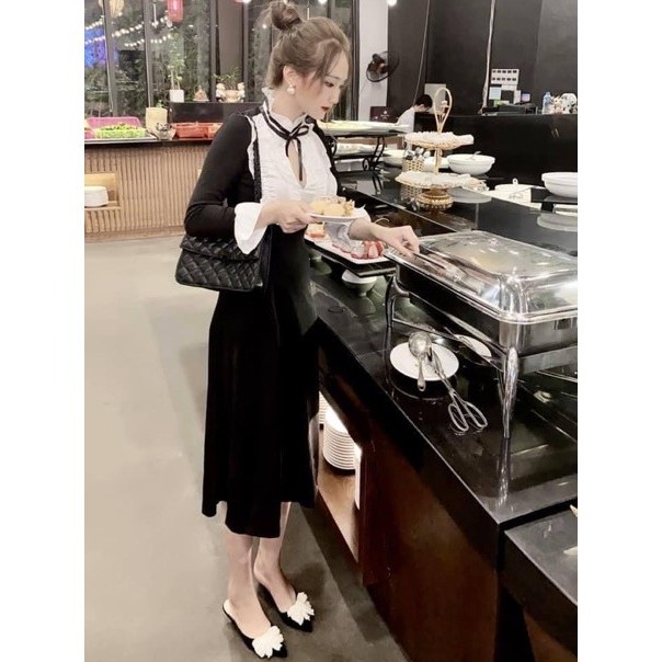 ] 🎀RẺ VÔ ĐỊCH🎀 Đầm Xoè Tiểu Thư Cổ Nơ Siêu Xinh, Váy Nữ Dự Tiệc Sang Trọng Dáng Dài | BigBuy360 - bigbuy360.vn