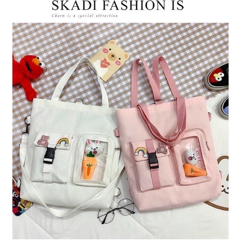 Túi tote Mẫu mới bóng kính đeo chéo vải canvas đẹp giá rẻ phong cách thời trang HÀN QUỐC  loại cao cấp mềm đi học