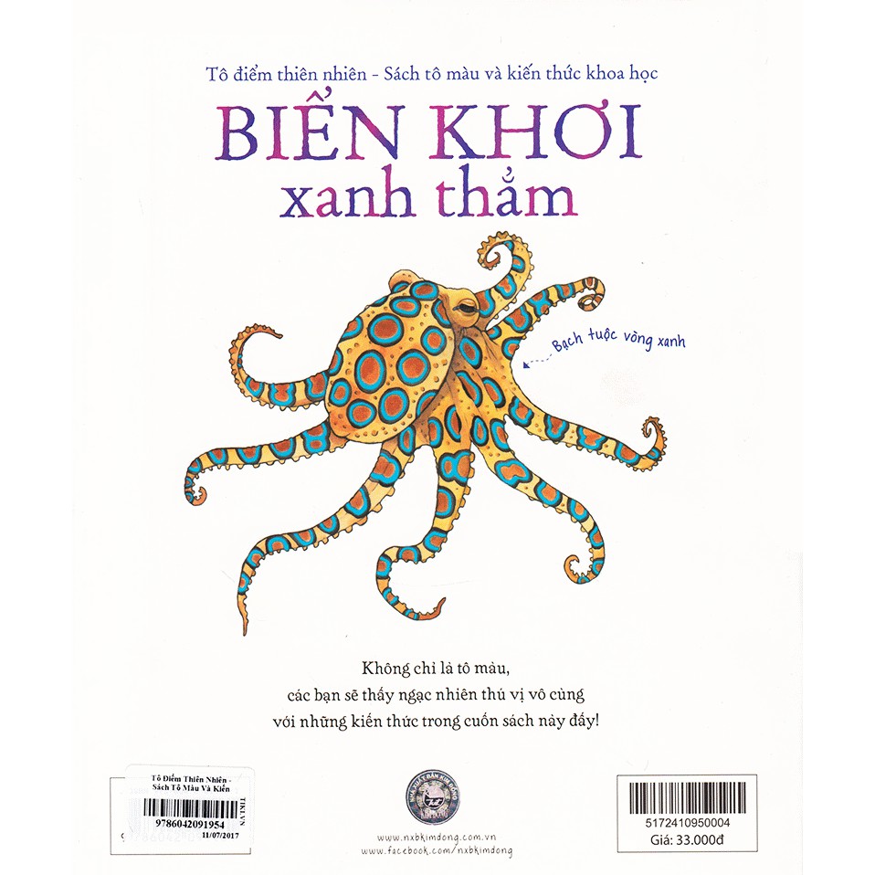 Sách - Tô Điểm Thiên Nhiên - Sách Tô Màu Và Kiến Thức Khoa Học - Biển Khơi Xanh Thẳm