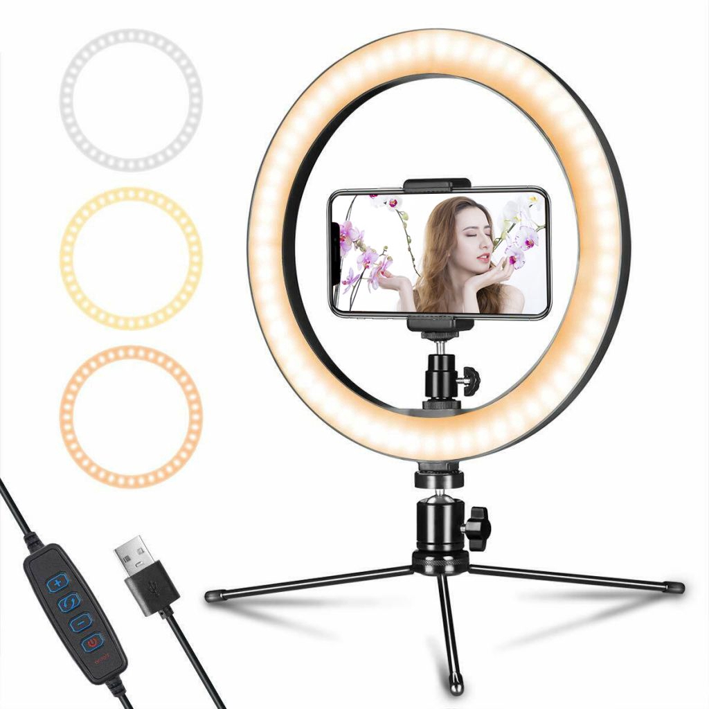 ⋐⋐ 10&quot; LED Ring Light Phone Holder For Selfie Makeup Photography Video Live Stream 【nuuo】