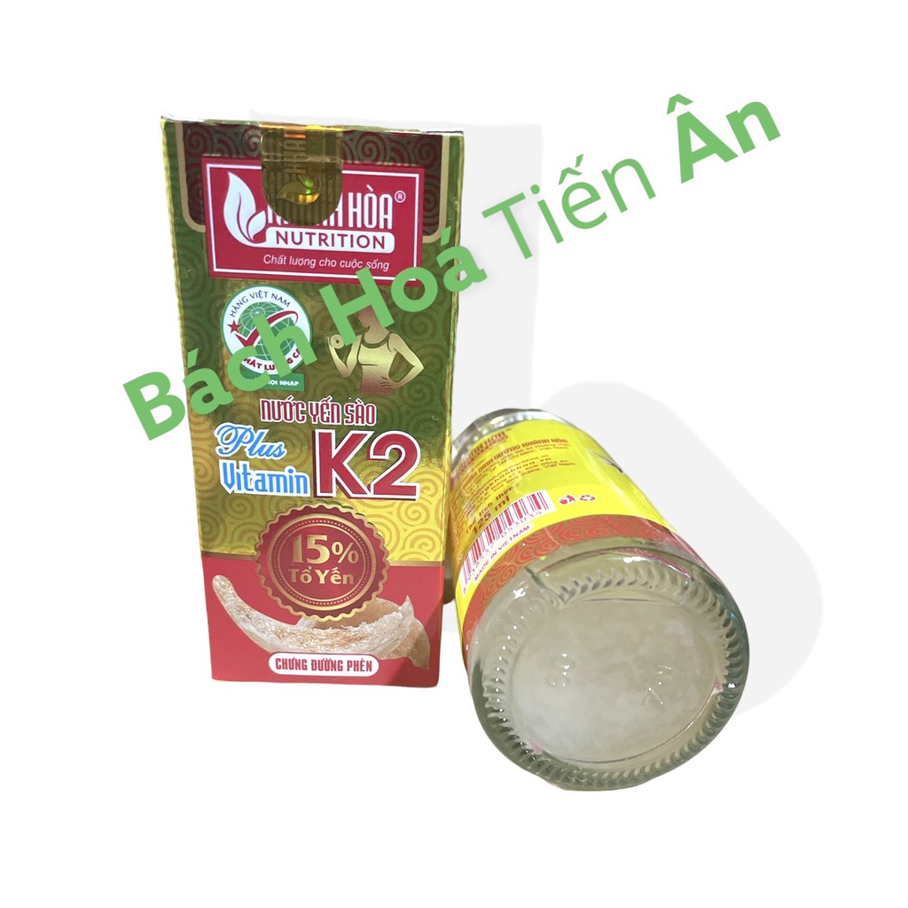 Yến Sào Khánh Hòa Plus Vitamin K2 Chưng đường phèn  15% Tổ Yến  Lọ 125ml