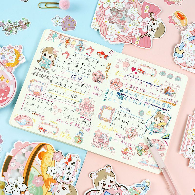 Gói 40 miếng dán sticker trang trí phong cách Nhật Bản
