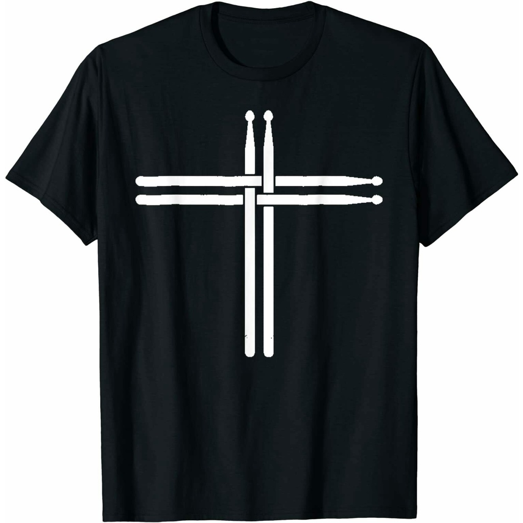 Christian Drum Stick Cross Religion Áo thun vui nhộn Drummer