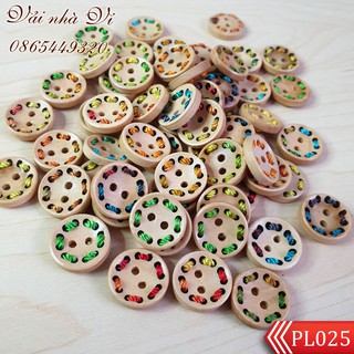 Cúc gỗ luồn dây cực xinh, bắt mắt 1,5cm (5 cúc) - PL021
