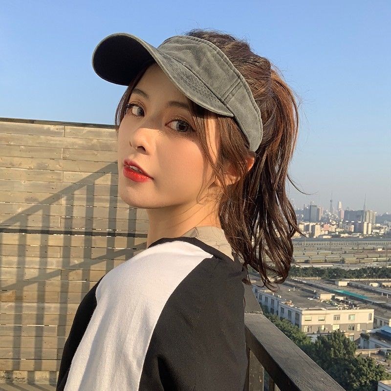 Sẵn Sàng!Mũ Lưỡi Trai denim Nửa Đầu Chống Nắng Cho Nam Nữ