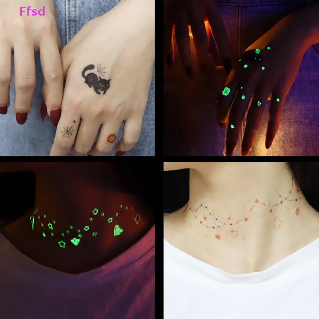 Miếng Dán Hình Xăm Tạm Thời Họa Tiết Halloween Phản Quang Độc Đáo