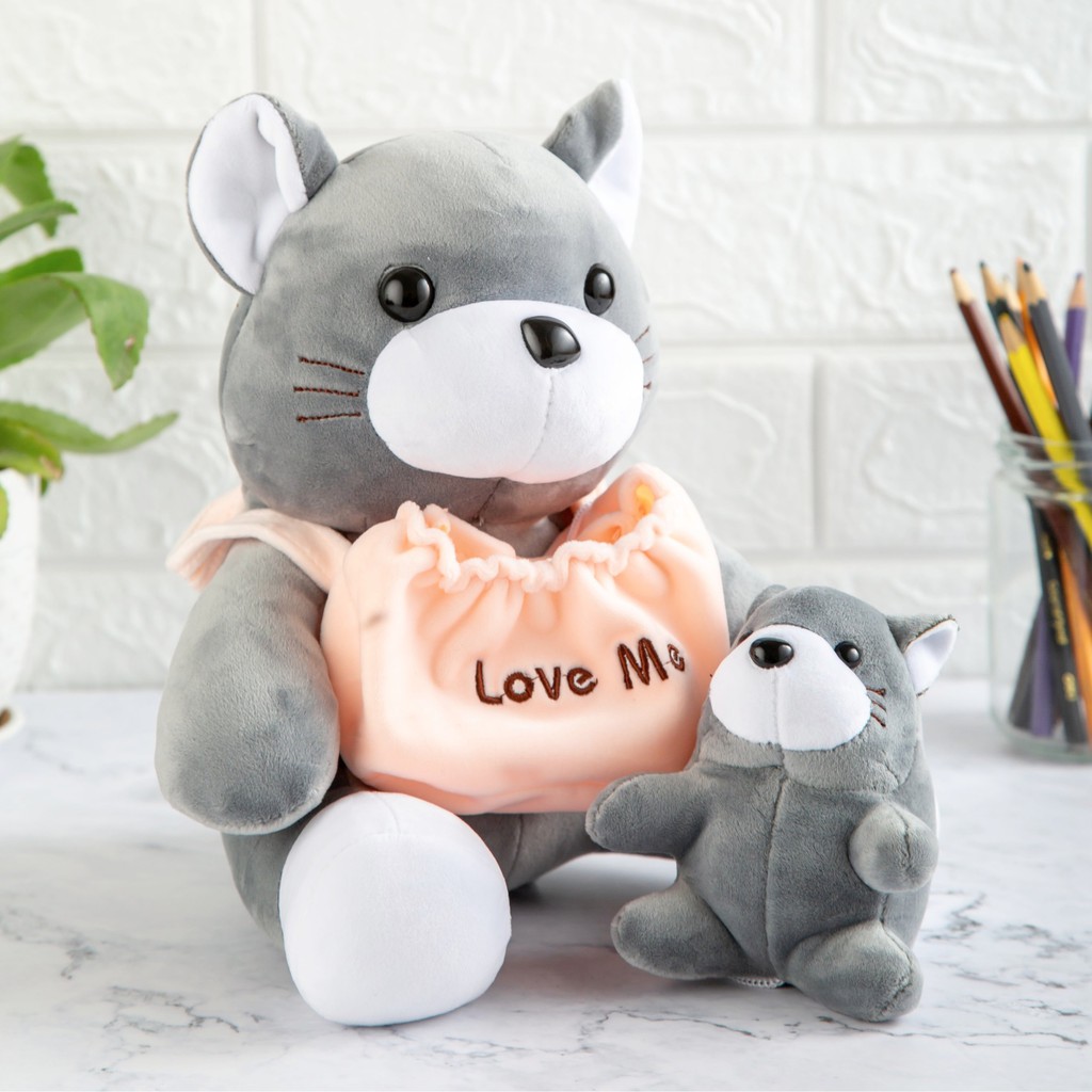 Thú nhồi bông Chuột mẹ địu con đẹp ngộ nghĩnh đáng yêu cute mềm mịn Babimo
