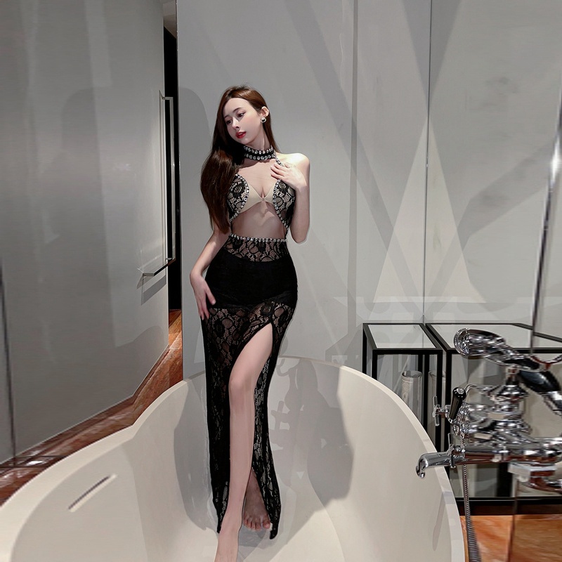 Đầm Ôm Hông Phối Ren Đính Hạt Gợi Cảm Thời Trang Mùa Hè 2022 Dành Cho Nữ