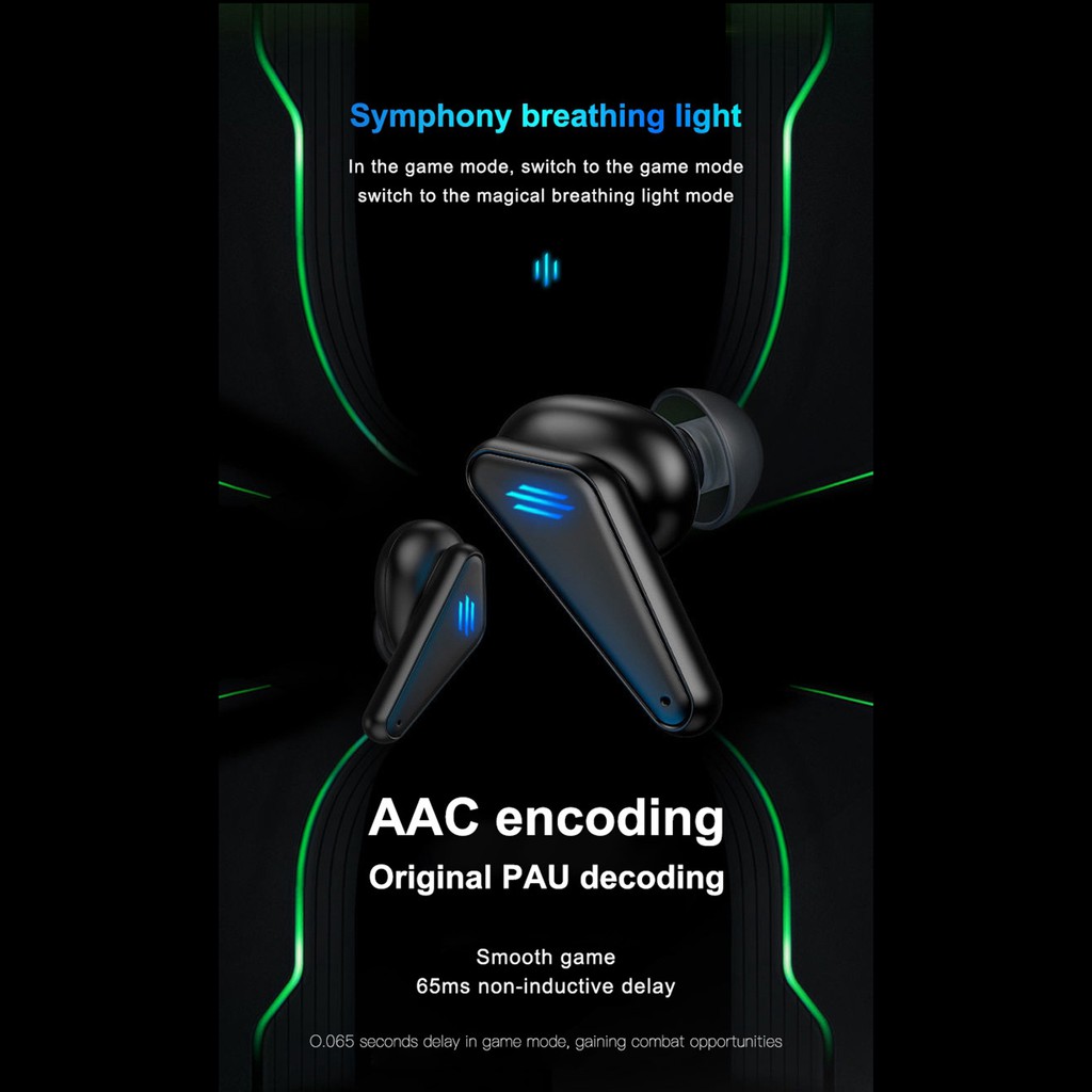 K55 Headphones Wireless Earbuds Noise reduction in-Ear Deep Bass for E-Sport