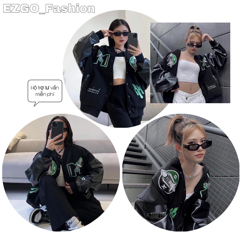Áo khoác bomber jacket varsity cardigan missout dày dặn from rộng unisex cho cả nam và nữ- EZGO - Hàng nhập khẩu