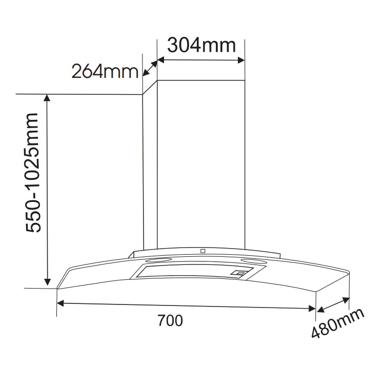 Máy hút mùi kính cong Faster FS EN91-70 (Điều khiển phím bấm điện tử, Bảo Hành Chính Hãng 24 Tháng)