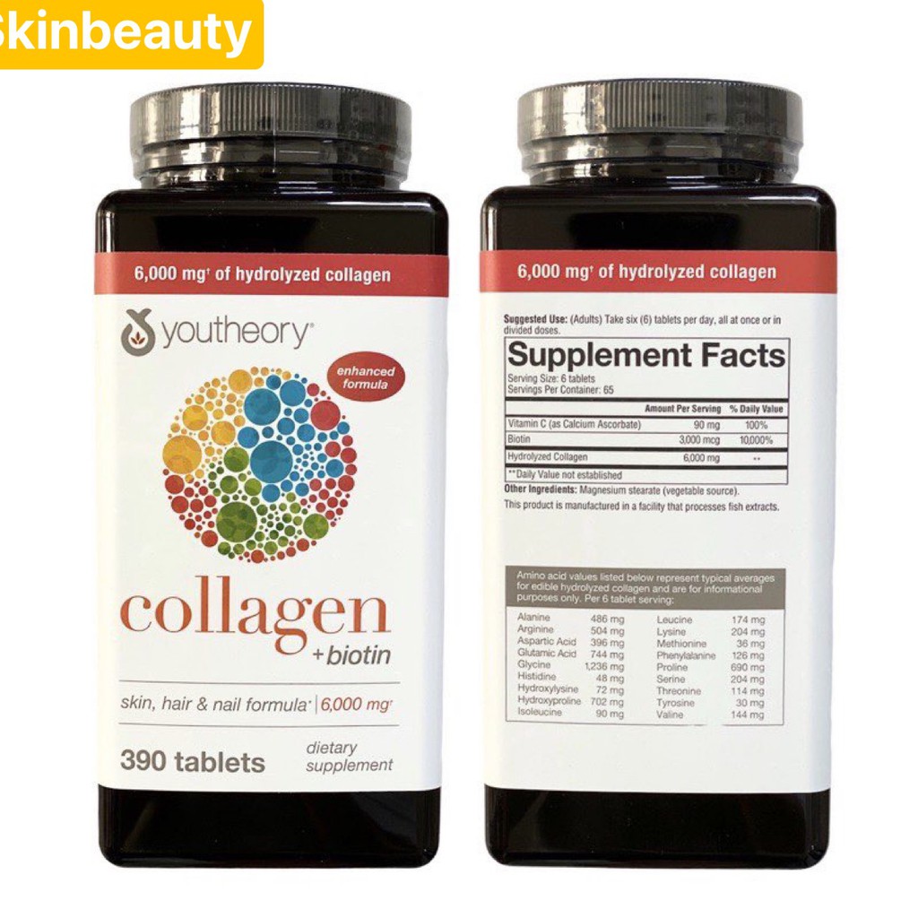 VIÊN UỐNG COLLAGEN +biotin YOUTHEORY 390 VIÊN- HÀNG CHUẨN | BigBuy360 - bigbuy360.vn