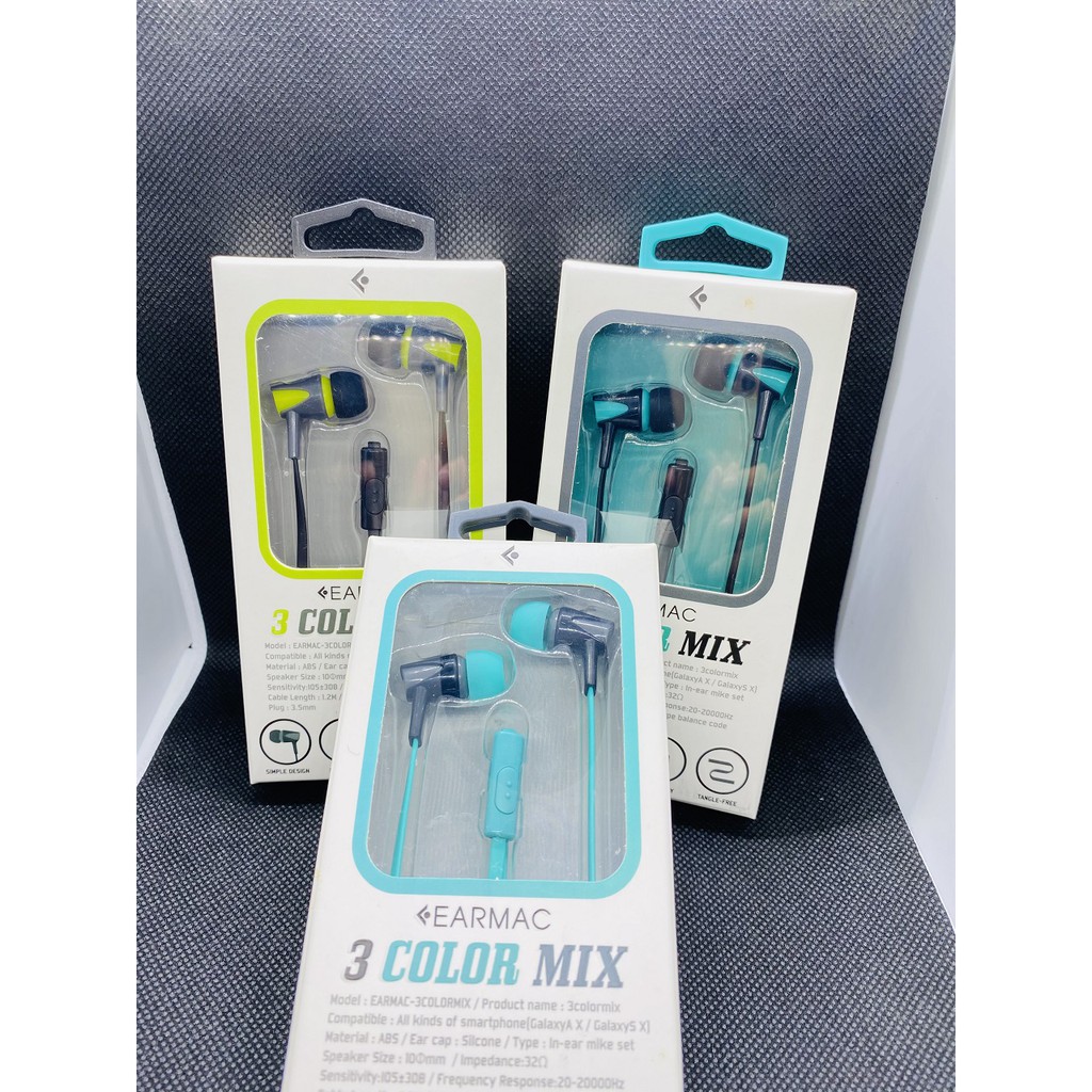 Tai nghe có mic Hàn Quốc Earmax 3 Color Mix - Giao màu Ngẫu Nhiên