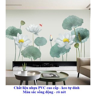 Decal giấy dán tường [PHONG THỦY] Decan Sen an lạc