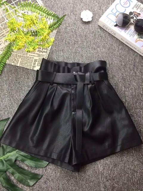 Quần sooc da cạp siêu cao kèm đai bản to hàng QC loại 1 | BigBuy360 - bigbuy360.vn