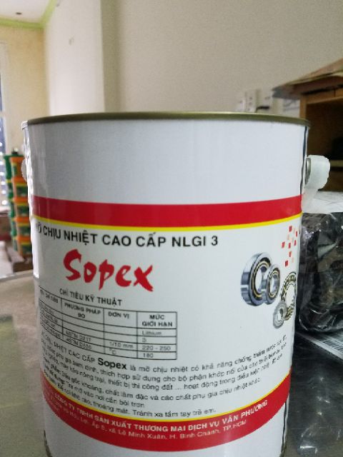 Mỡ bôi trơn Sopex kháng nước chịu nhiệt cao xô 3kg